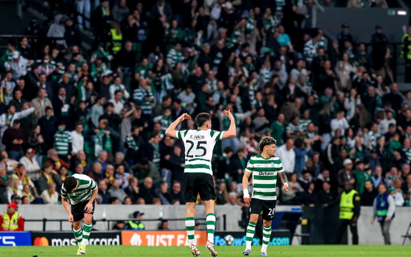 Inacio (số 25) khuấy động cầu trường sau khi mở tỷ số, ở trận gặp Bodo/Glimt trên sân Jose Alvalade, Lisbon, Bồ Đào Nha hôm 17/3